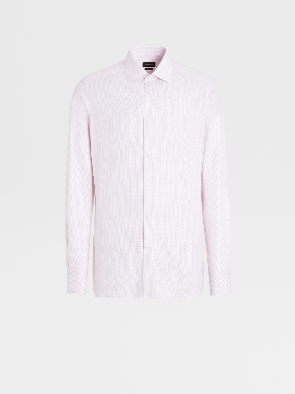 灰粉色细格纹Trofeo™棉质精裁衬衫，Milano合身版型